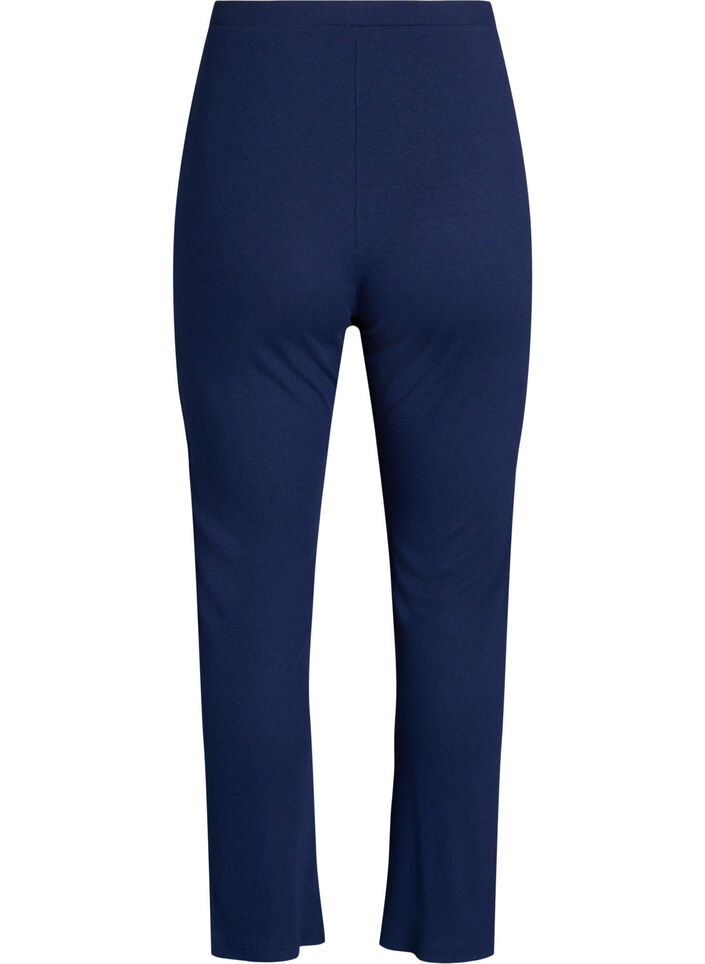 Pyjamabroek met een geribde textuur en een elastische tailleband, Blauw, Packshot