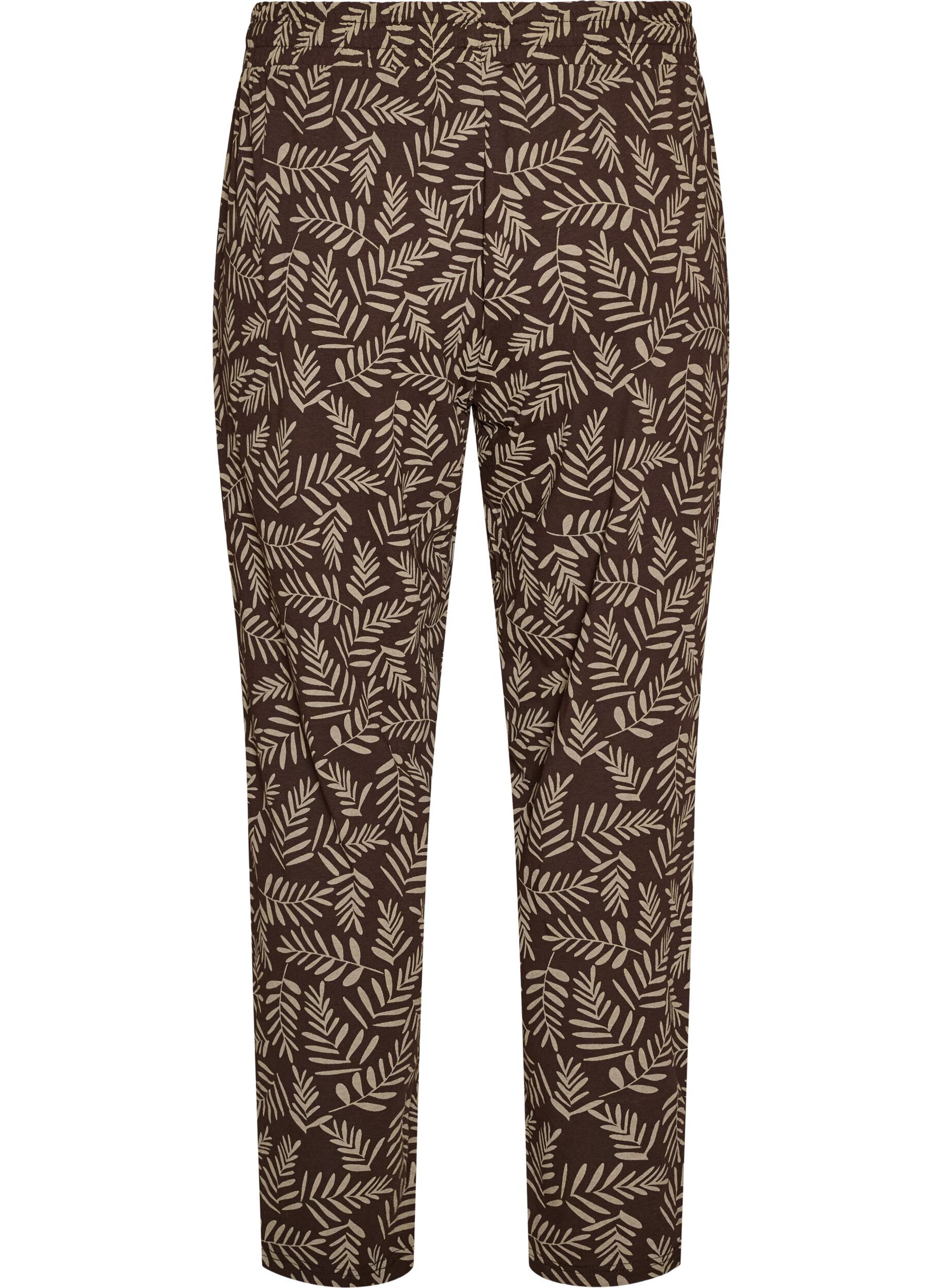 ZizziKatoenen pyjamabroek met print, Bruin, Packshot image number 1
