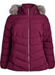 Kort pufferjack met capuchon, Donker Bordeaux, Packshot image number 0