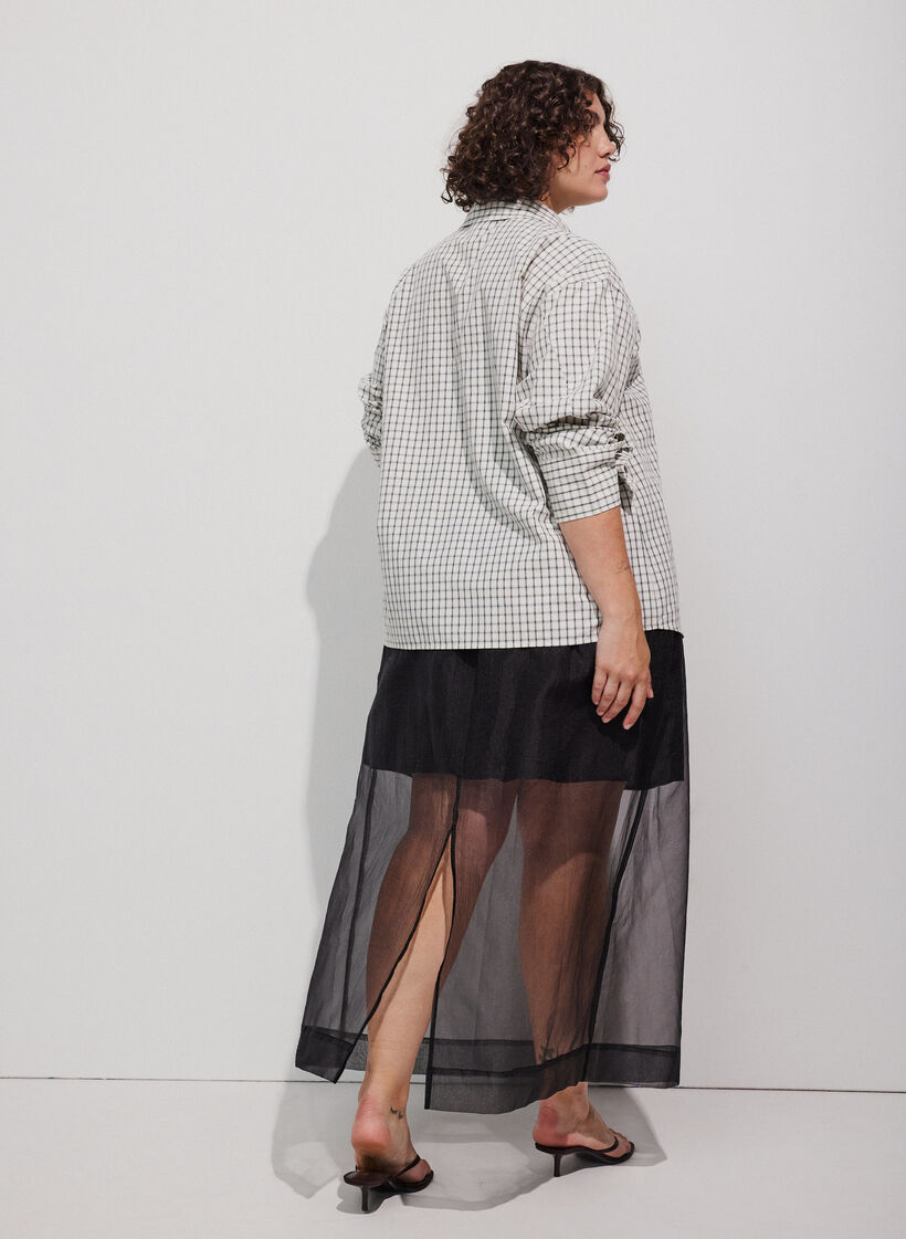 Jupe longue fa&ccedil;on organza, Noir, Model image number 2