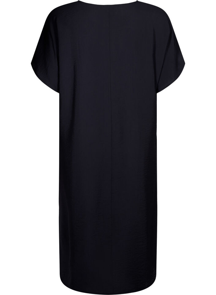 Jurk met V-hals van viscose, Zwart, Packshot image number 1