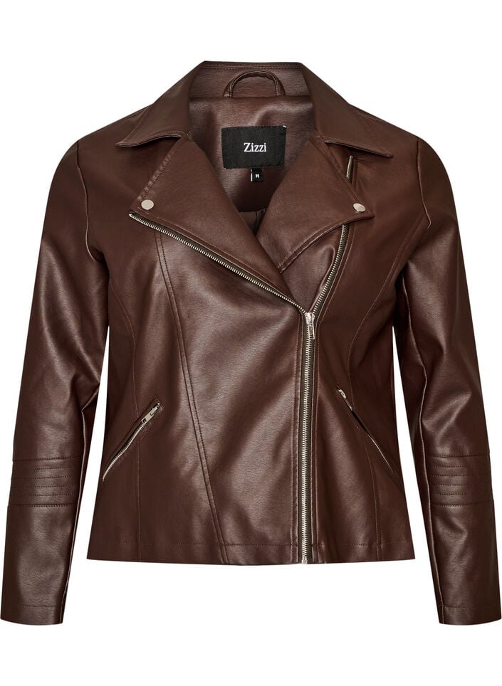 Bikerjack in imitatieleer, Bruin, Packshot image number 0