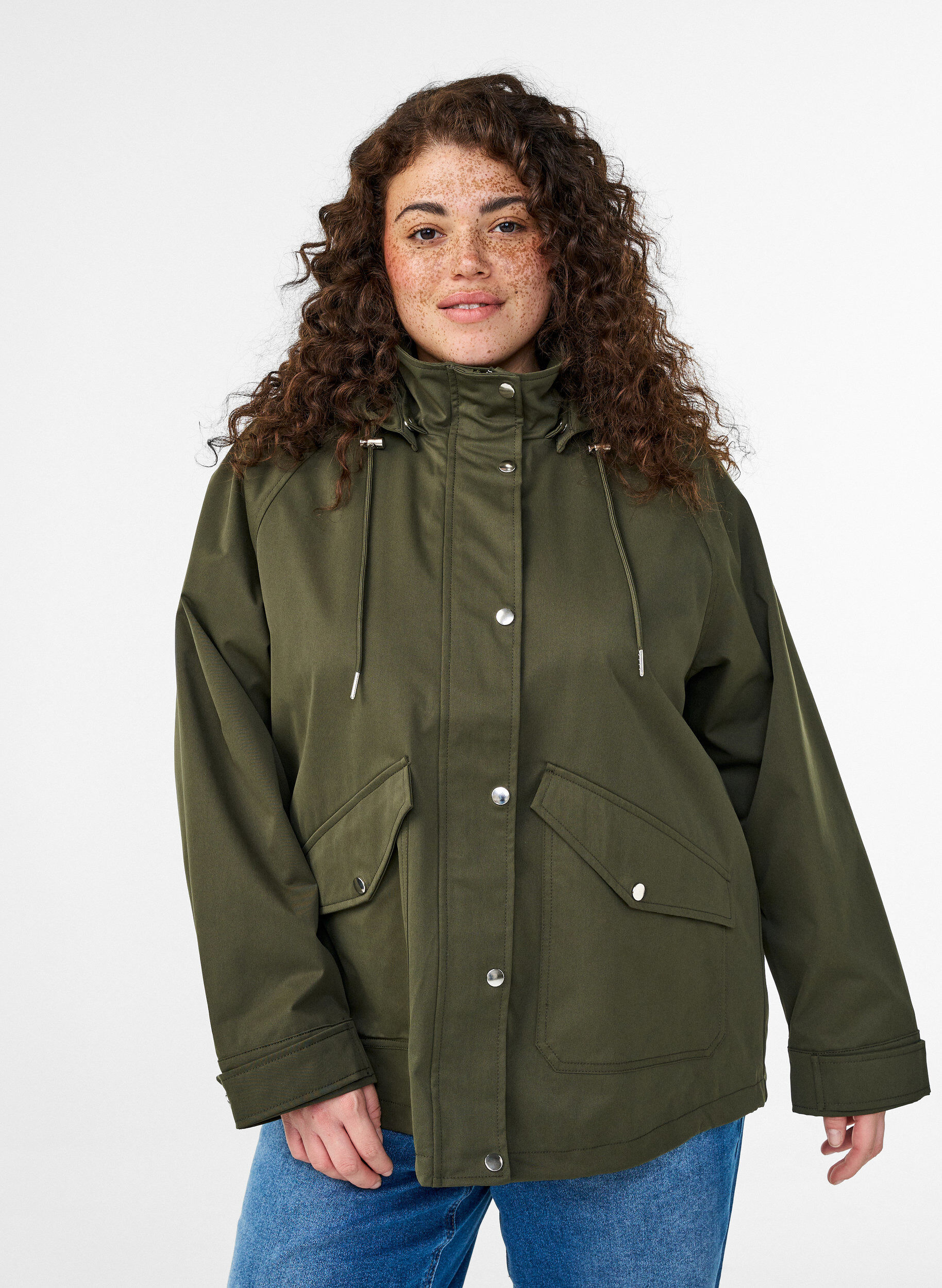 Korte lentejas met afneembare capuchon, Groen, Model