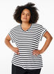 Gestreept T-shirt met V-hals, Zwart, Model image number 0