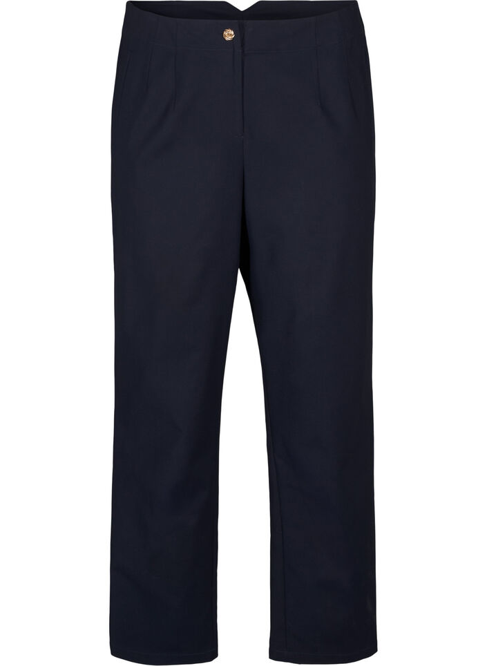 Straight fit broek met een hoge taille, Blauw, Packshot image number 0