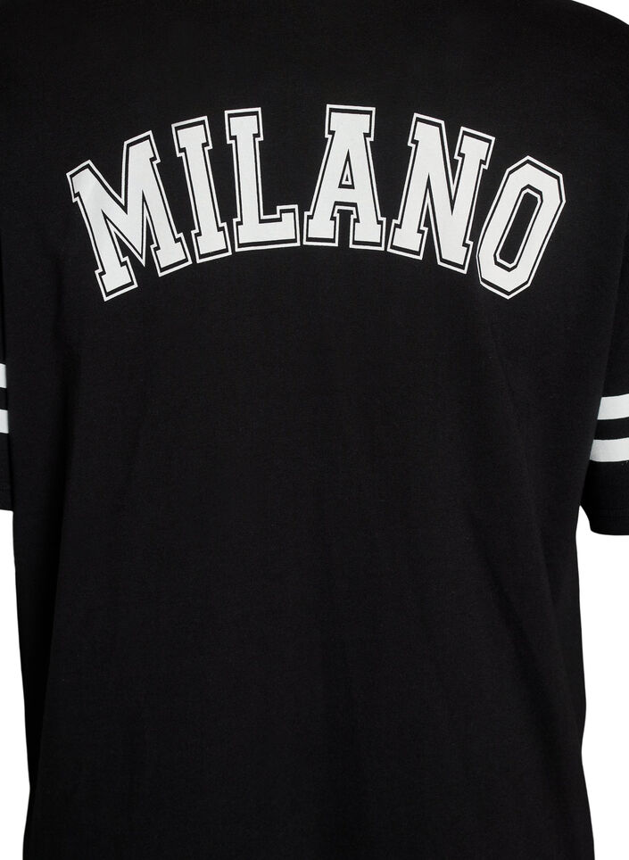 Kort T-shirtjurkje met sportieve details, Zwart, Packshot image number 3