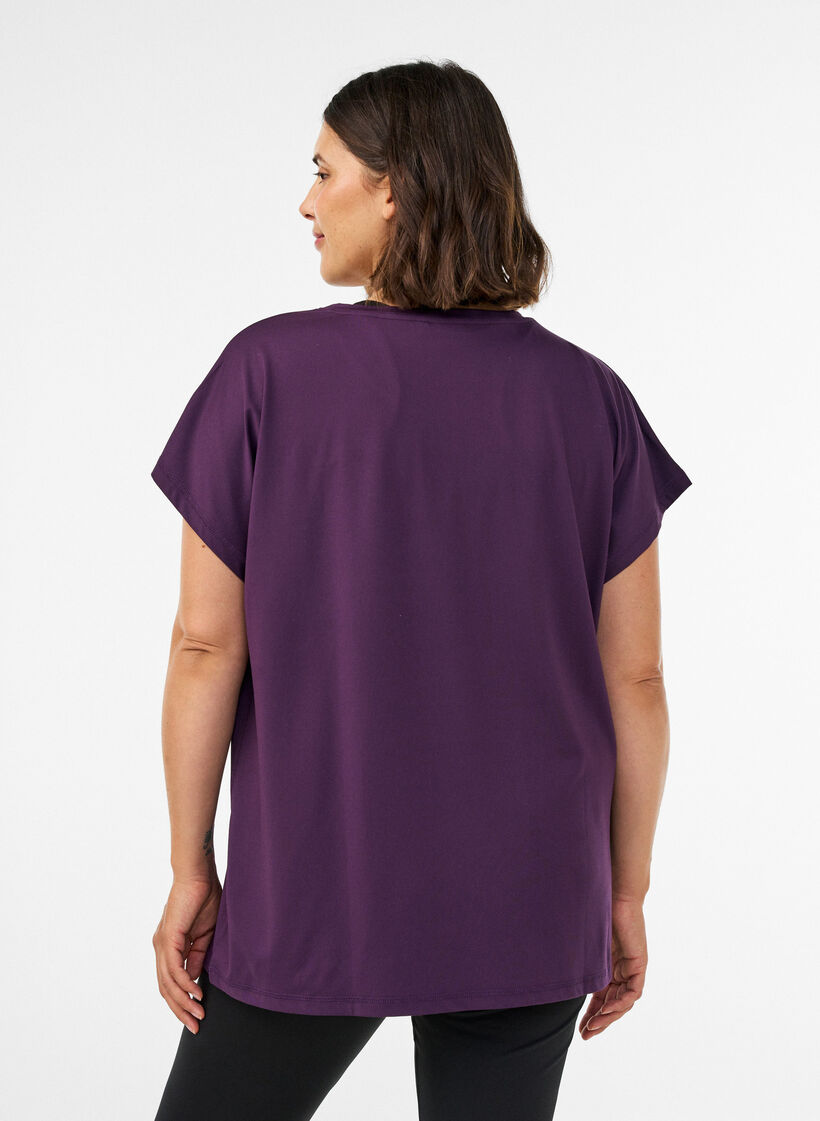 Effen gekleurd trainingsshirt, Paars, Model image number 2