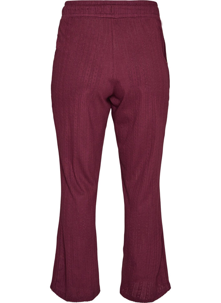 Pyjamabroek van biologisch katoen met gaatjesborduurwerk, Donker Bordeaux, Packshot image number 1