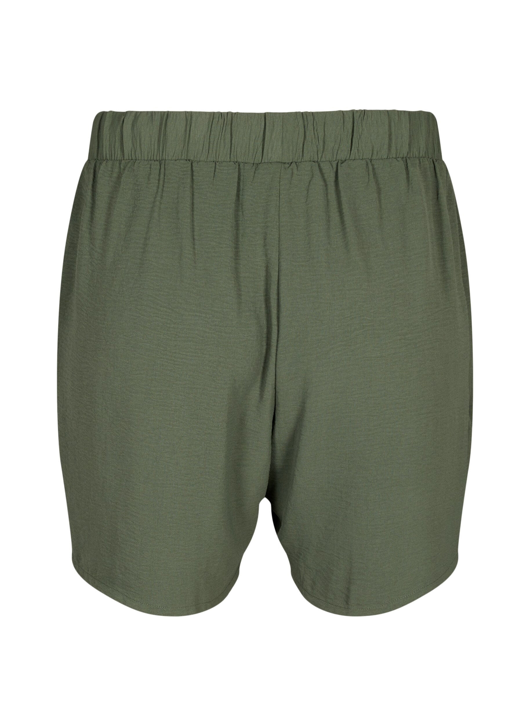 ZizziKorte broek met zakken en elastische tailleband, Groen, Packshot image number 1