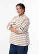 Gestreept sweatshirt met hoge col en ritssluiting, Beige, Model image number 0