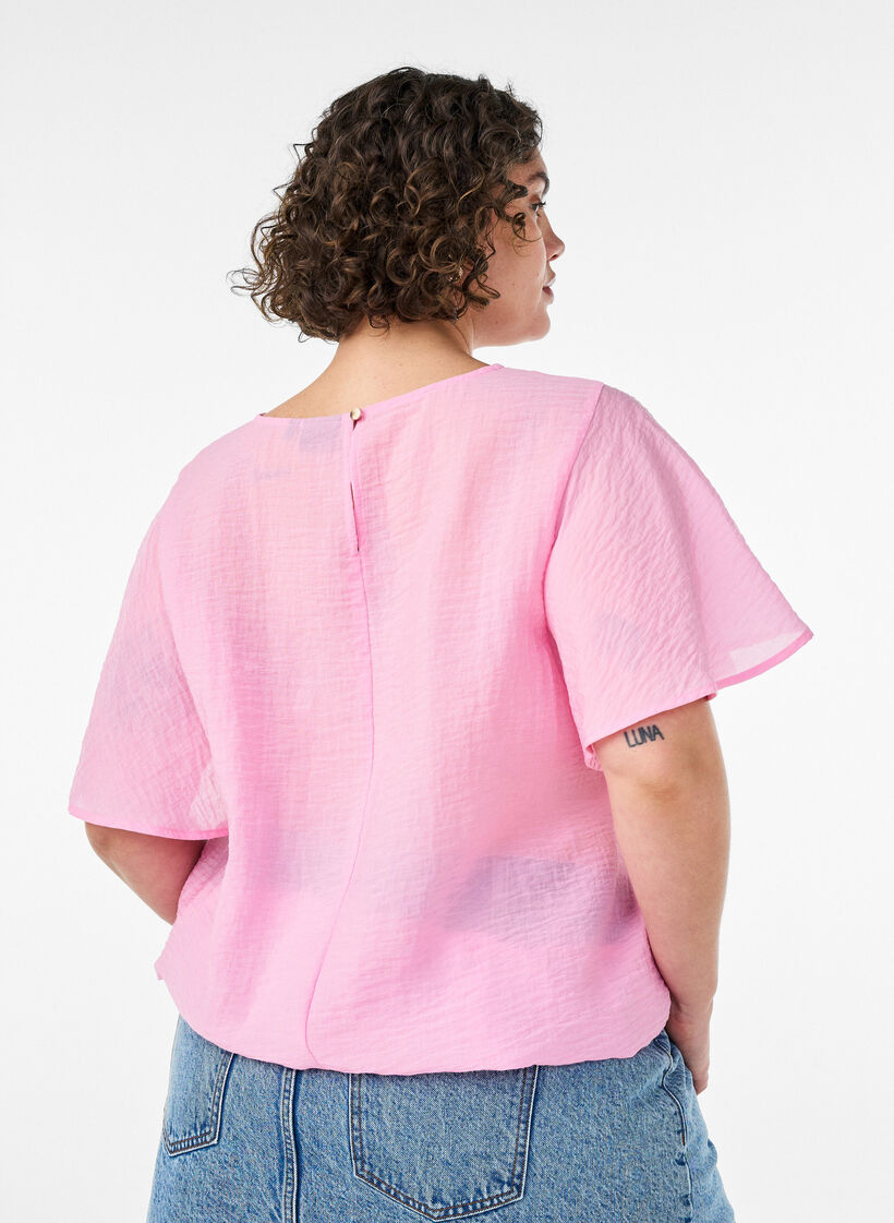Blouse met ballonavorm en vleermuismouwen, Roze, Model image number 2