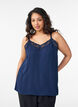 Cami top met V-hals en kanten rand, Blauw, Model image number 0