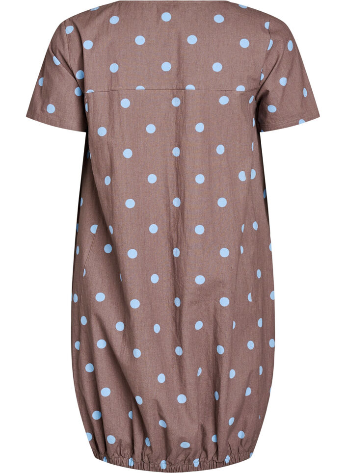 Katoenen jurk met korte mouwen en print, Blauw, Packshot image number 1