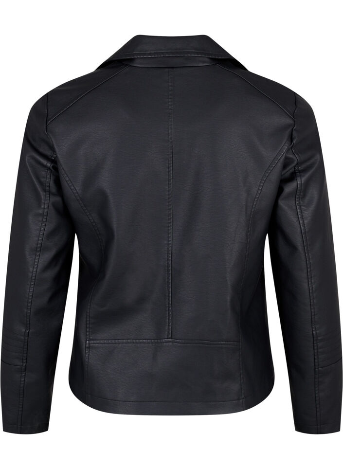 Imitatie leren bikerjas, Zwart, Packshot image number 1