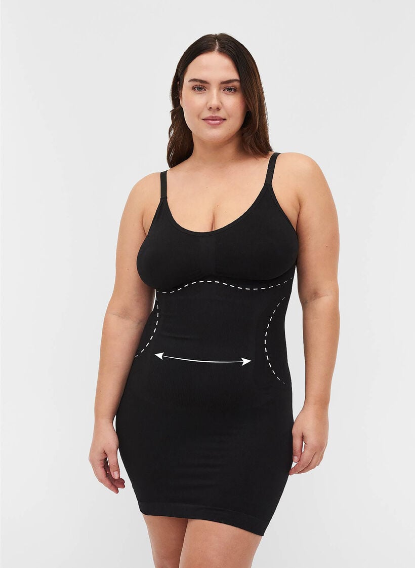 Shapewear jurk met dunne bandjes, Zwart, Model