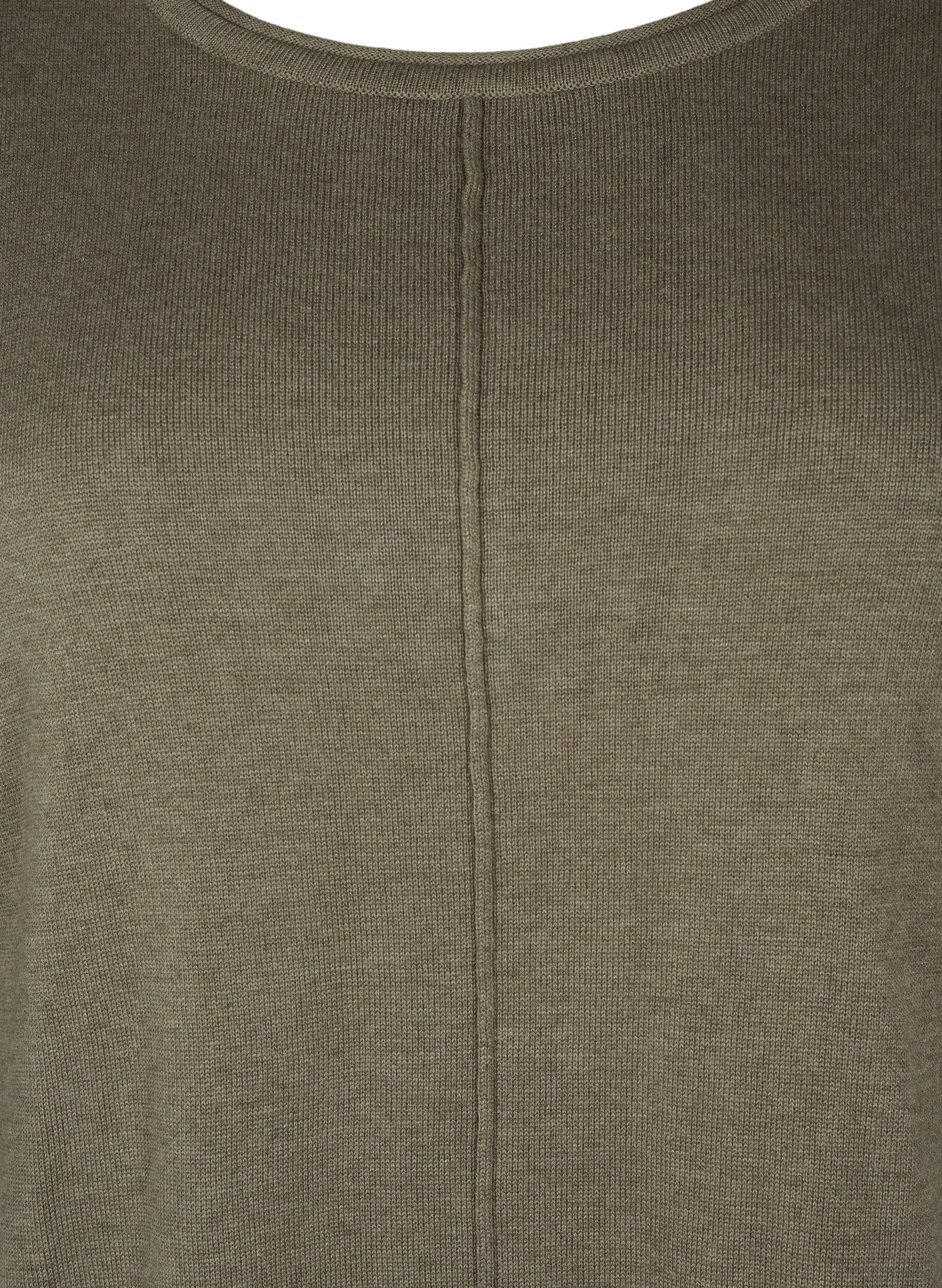 ZizziGebreide blouse gemaakt van katoen en viscose., Groen, Packshot image number 2