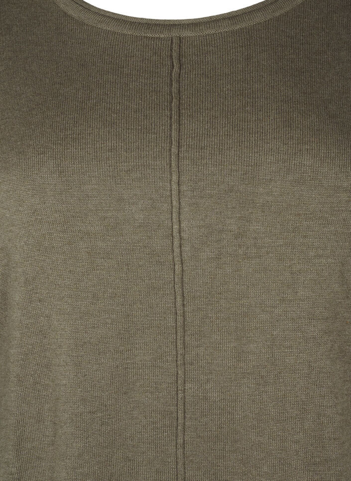 Gebreide blouse gemaakt van katoen en viscose., Groen, Packshot image number 2