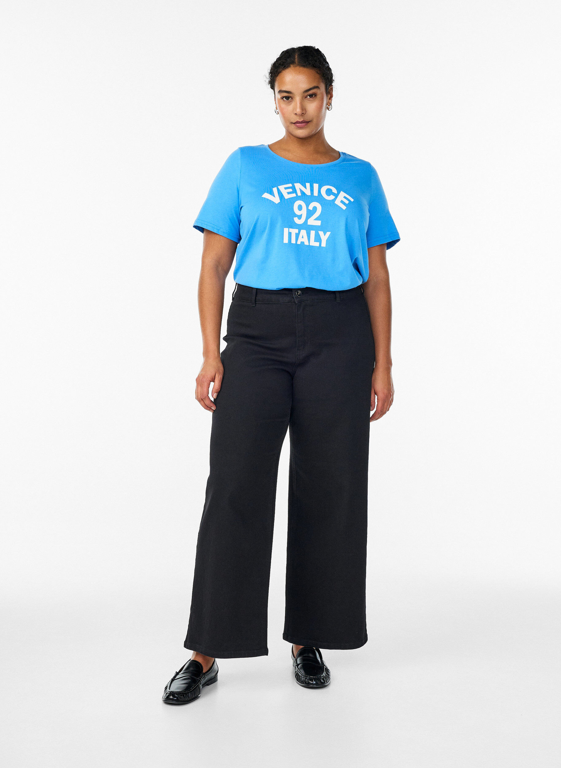 ZizziFLASH - T-shirt met print, Blauw, Model image number 1