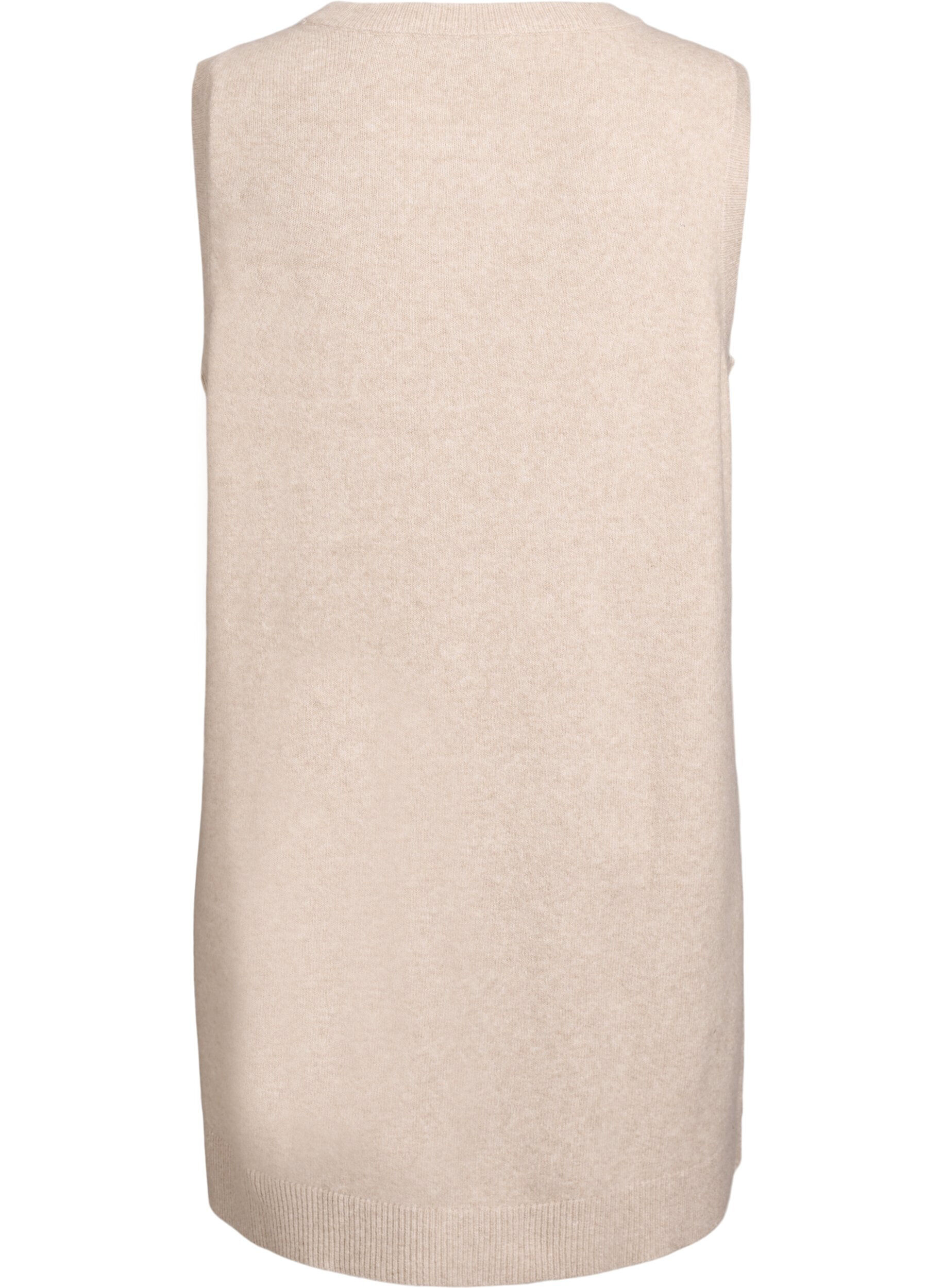 ZizziKorte gebreide jurk zonder mouwen, Beige, Packshot image number 1