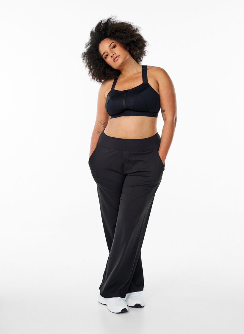 Stijlvolle workout broek met een lichte flare, Black, Model