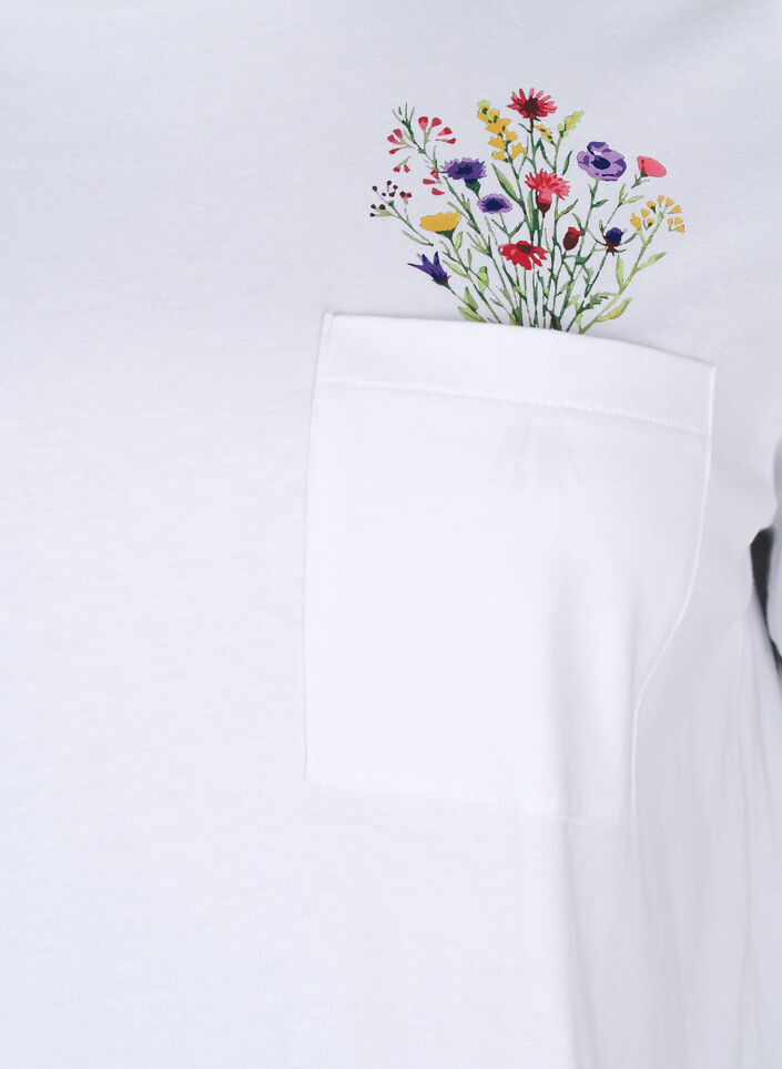 T-shirt met borstzakje, Wit, Packshot image number 2