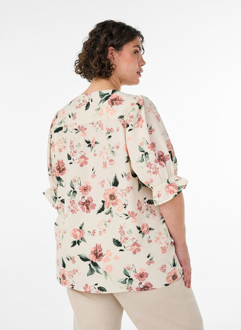 Shirtblouse met 1/2 mouwen, Rood, Model image number 2