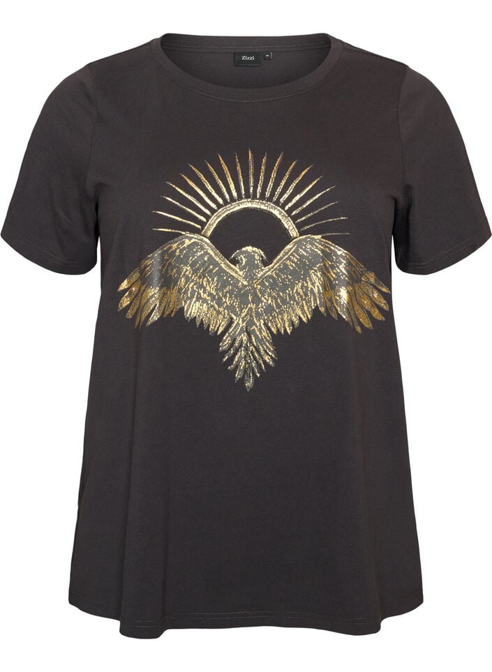 Katoenen T-shirt met print aan de voorkant, Grijs, Packshot image number 0