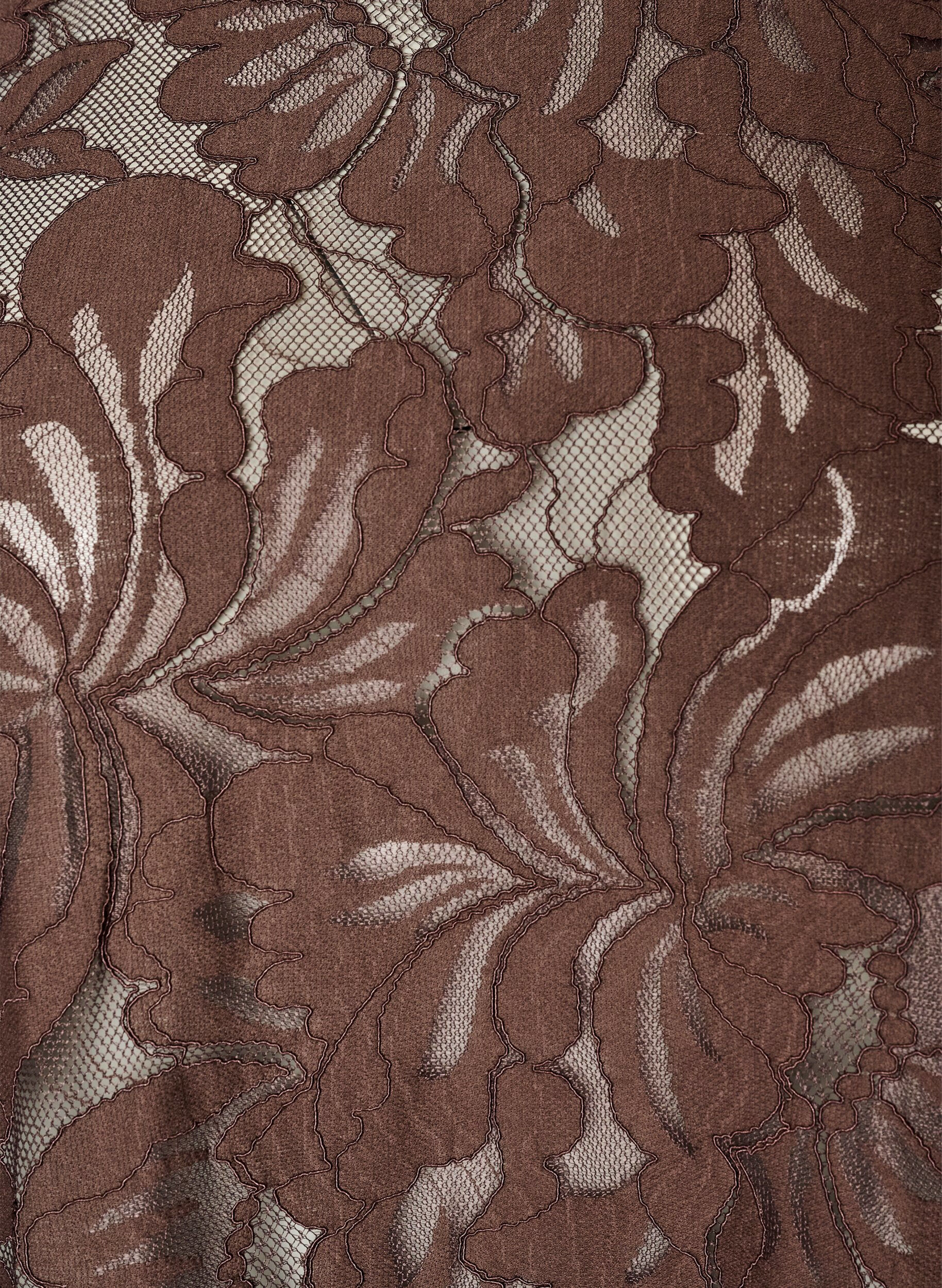 ZizziKanten blouse met korte mouwen, Bruin, Packshot image number 2