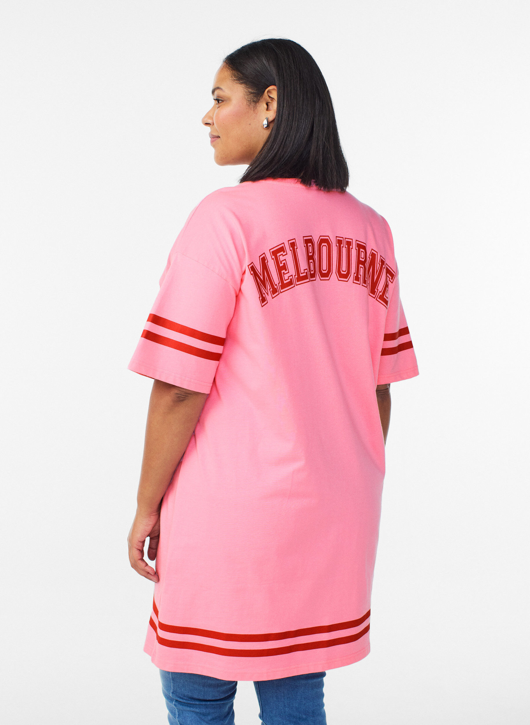ZizziKort T-shirtjurkje met sportieve details, Roze, Model image number 2