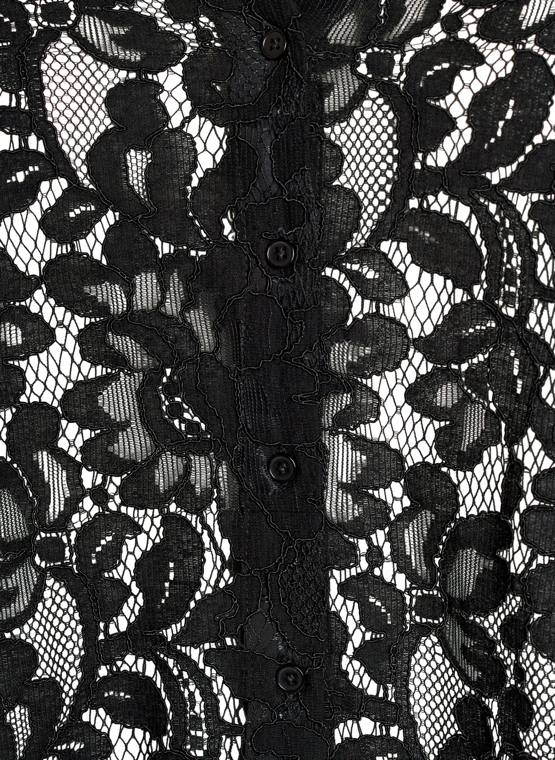 ZizziKanten blouse met korte mouwen en V-hals, Zwart, Packshot image number 2