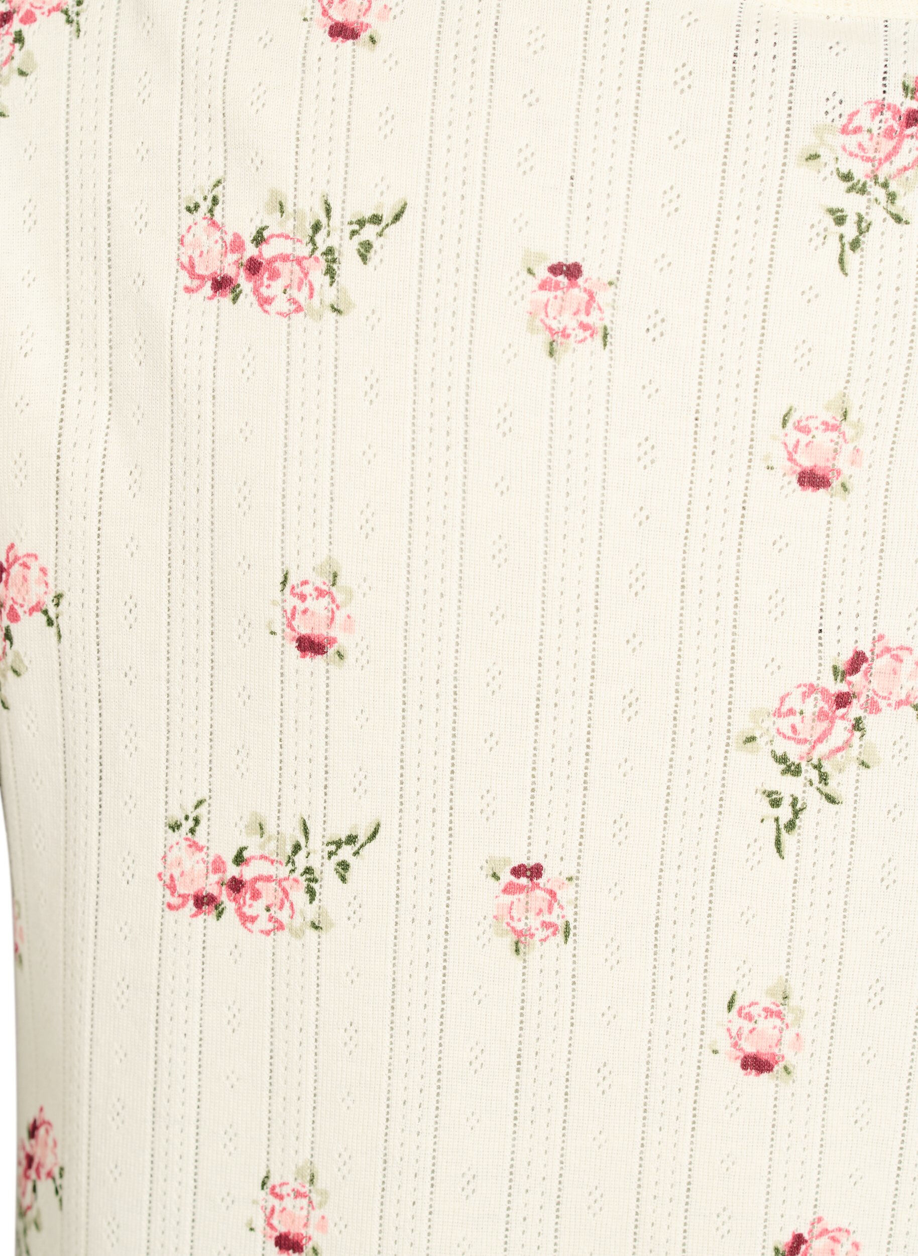 ZizziOrganisch katoenen pyjamashirt met kapmouwen, Vanille, Packshot image number 3