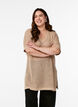 FLASH - Gebreide blouse met korte mouwen en V-hals, Beige, Model image number 0