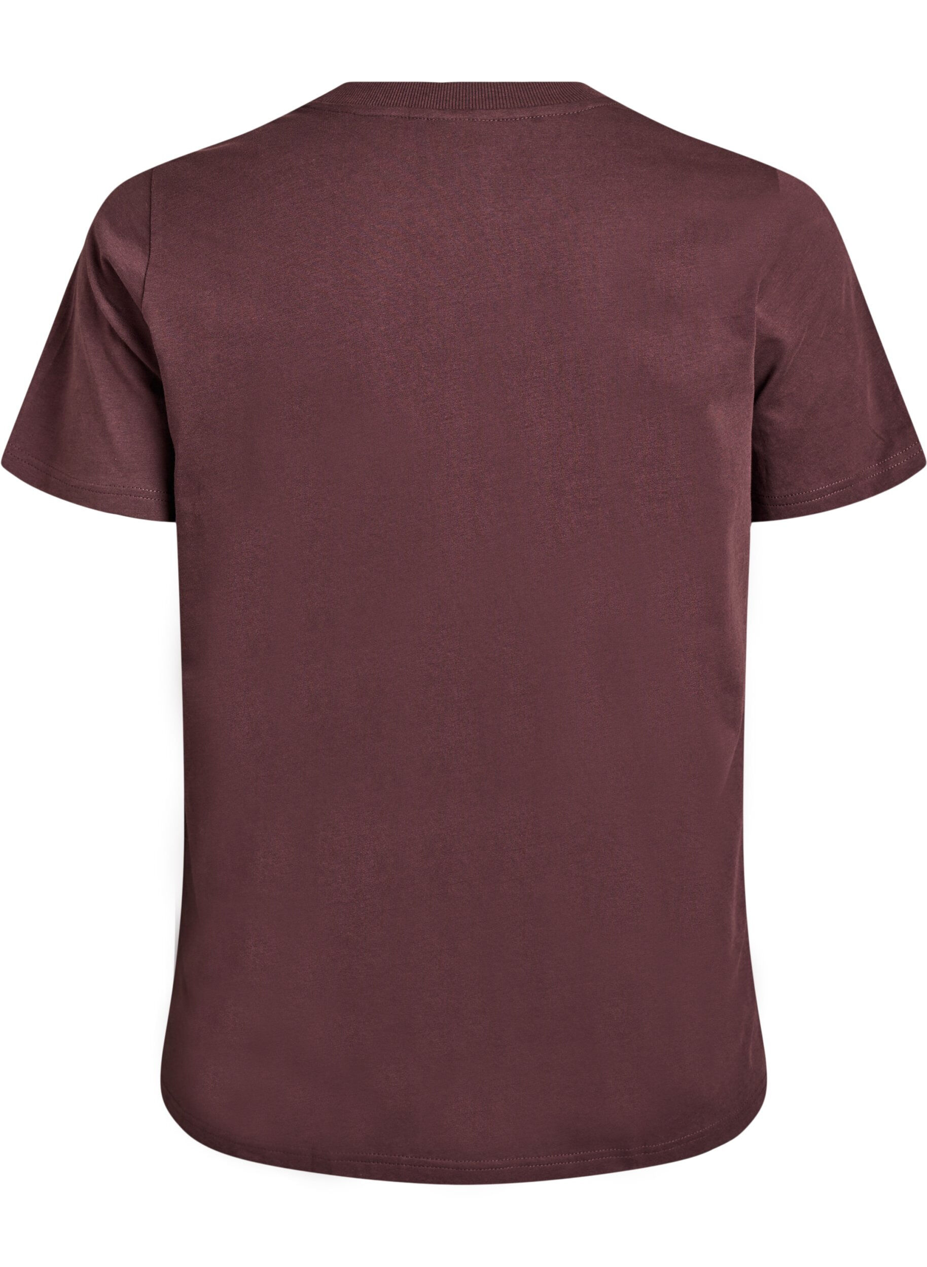 ZizziBasic katoenen T-shirt met ronde hals, Bruin, Packshot image number 1