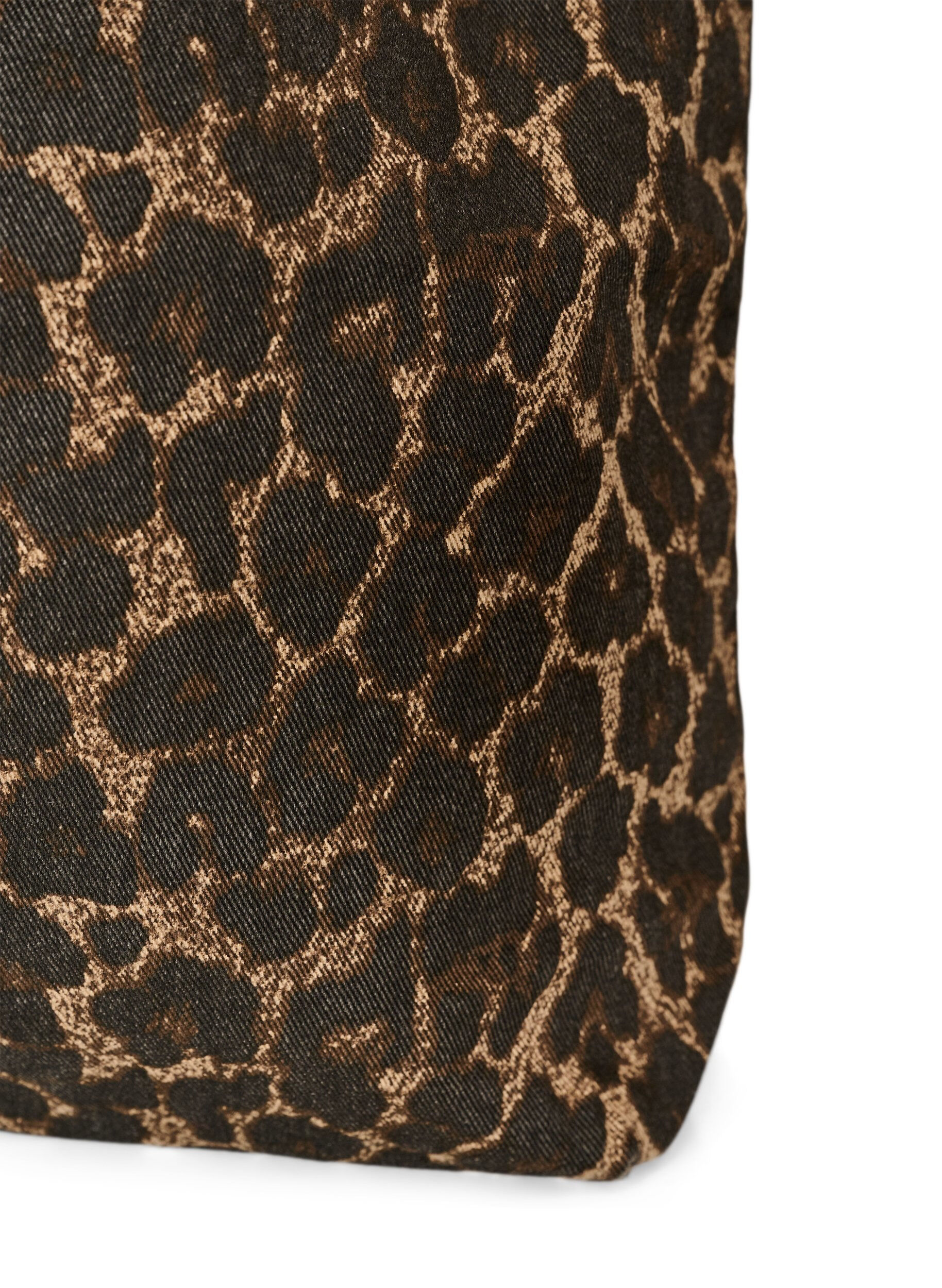 ZizziDenim shopper met luipaardprint, Bruin, Packshot image number 2