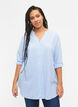 Gestreepte tuniek met 3/4 mouwen, Blauw, Model image number 0