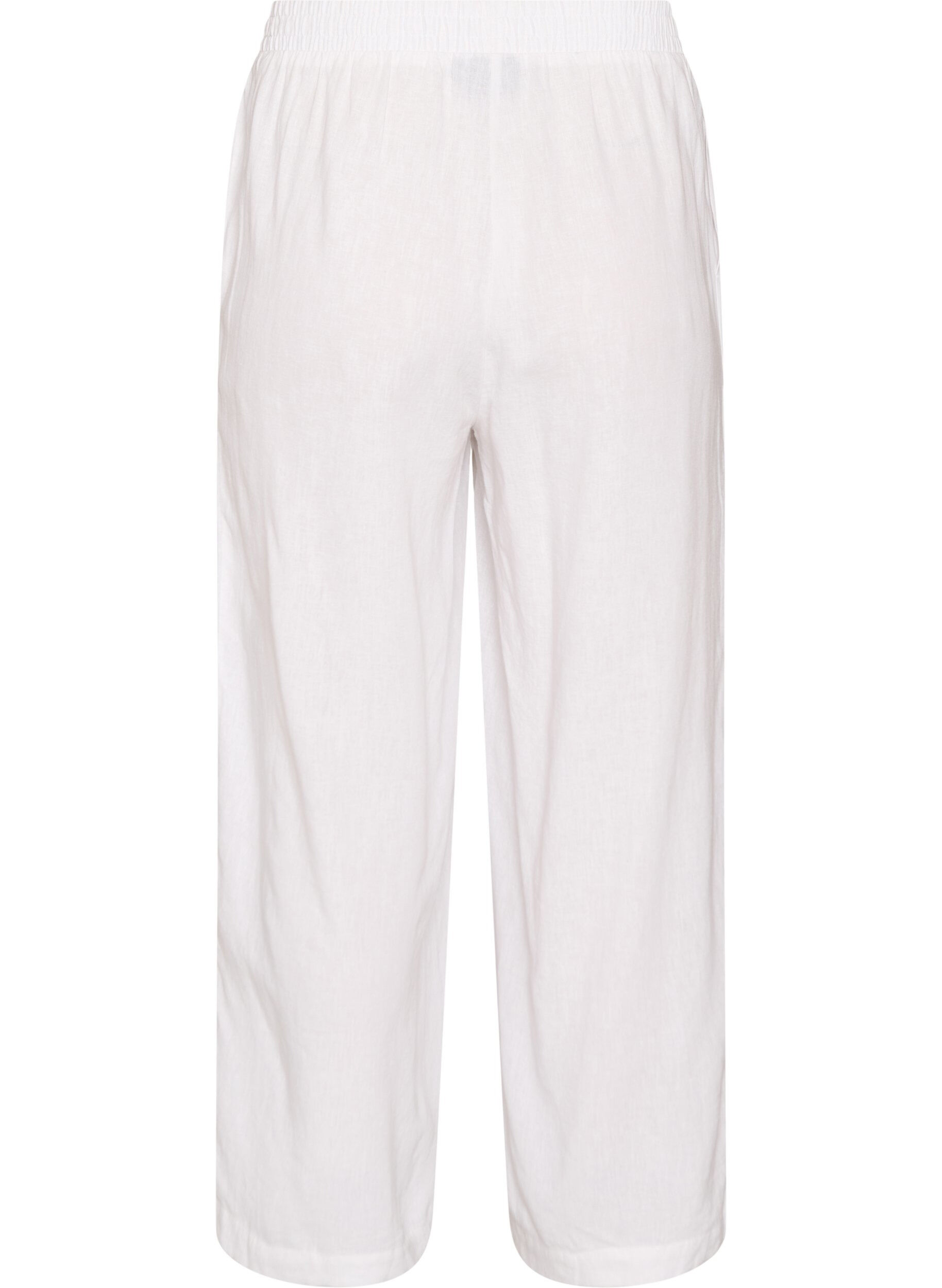 ZizziWijde linnen en viscose broek, Wit, Packshot image number 1
