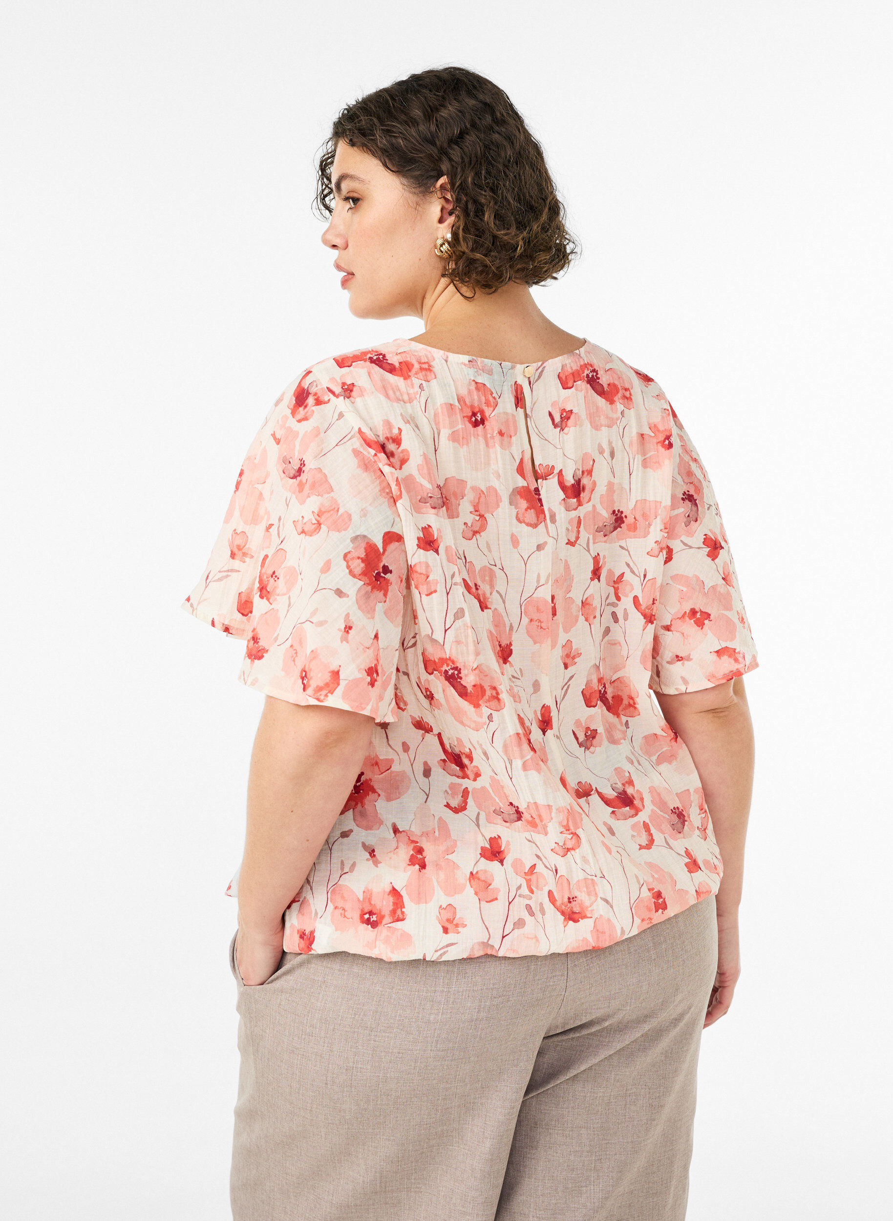 ZizziBlouse met ballonavorm en vleermuismouwen, Oranje, Model image number 1