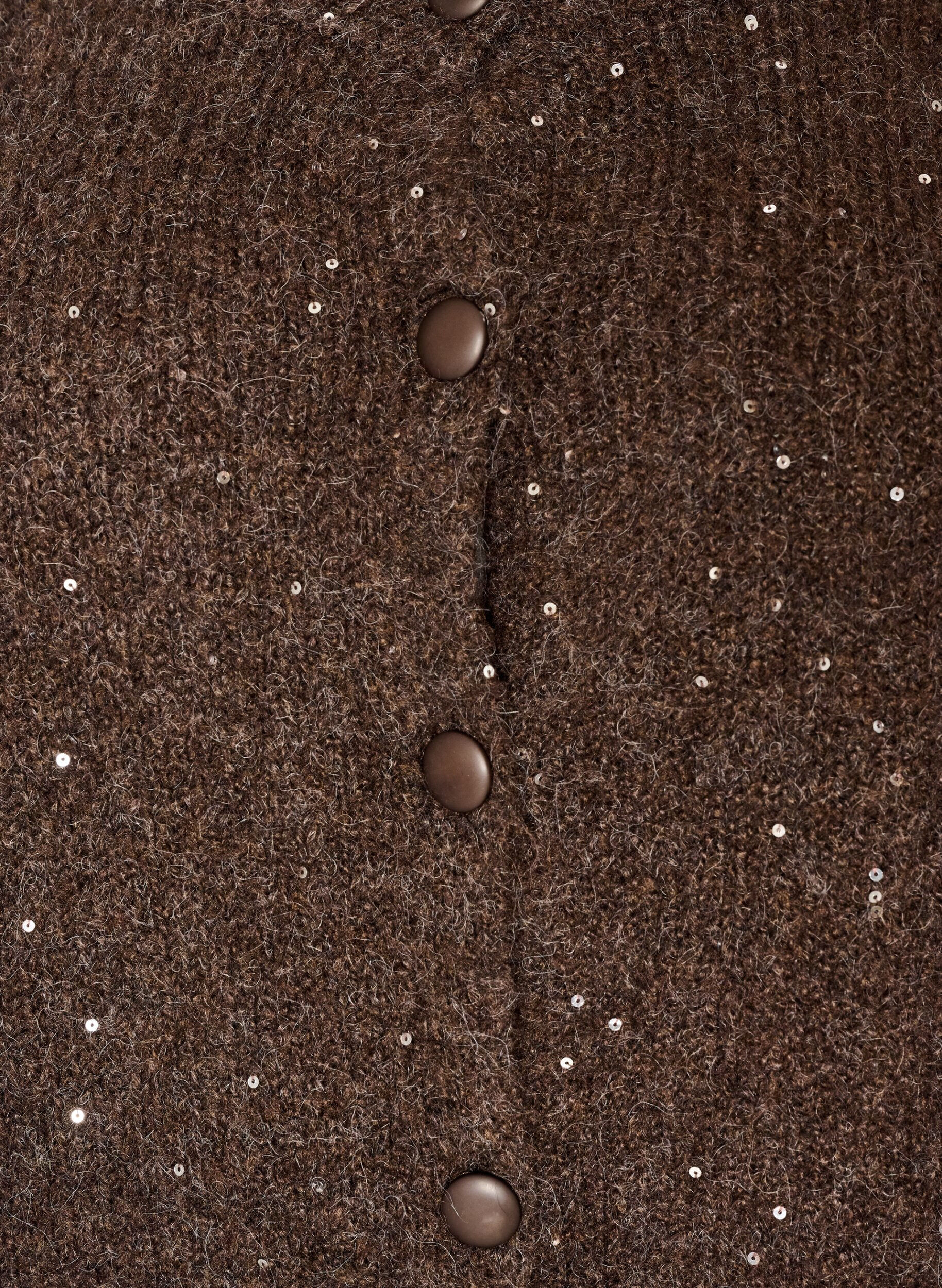 ZizziCardigan met pailletten en knopen, Bruin, Packshot image number 2