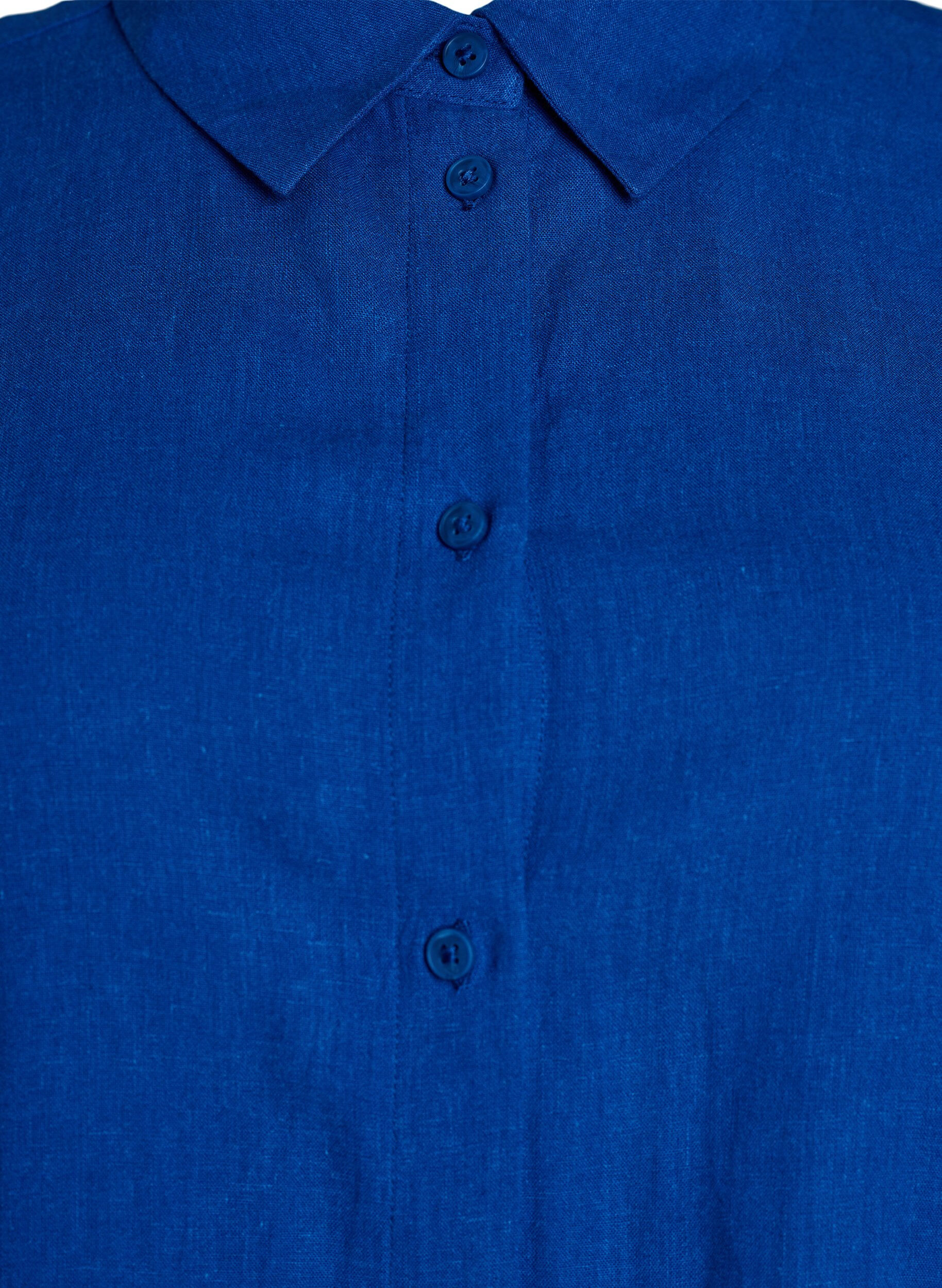 ZizziShirt met korte mouwen in linnen en viscose, Blauw, Packshot image number 2