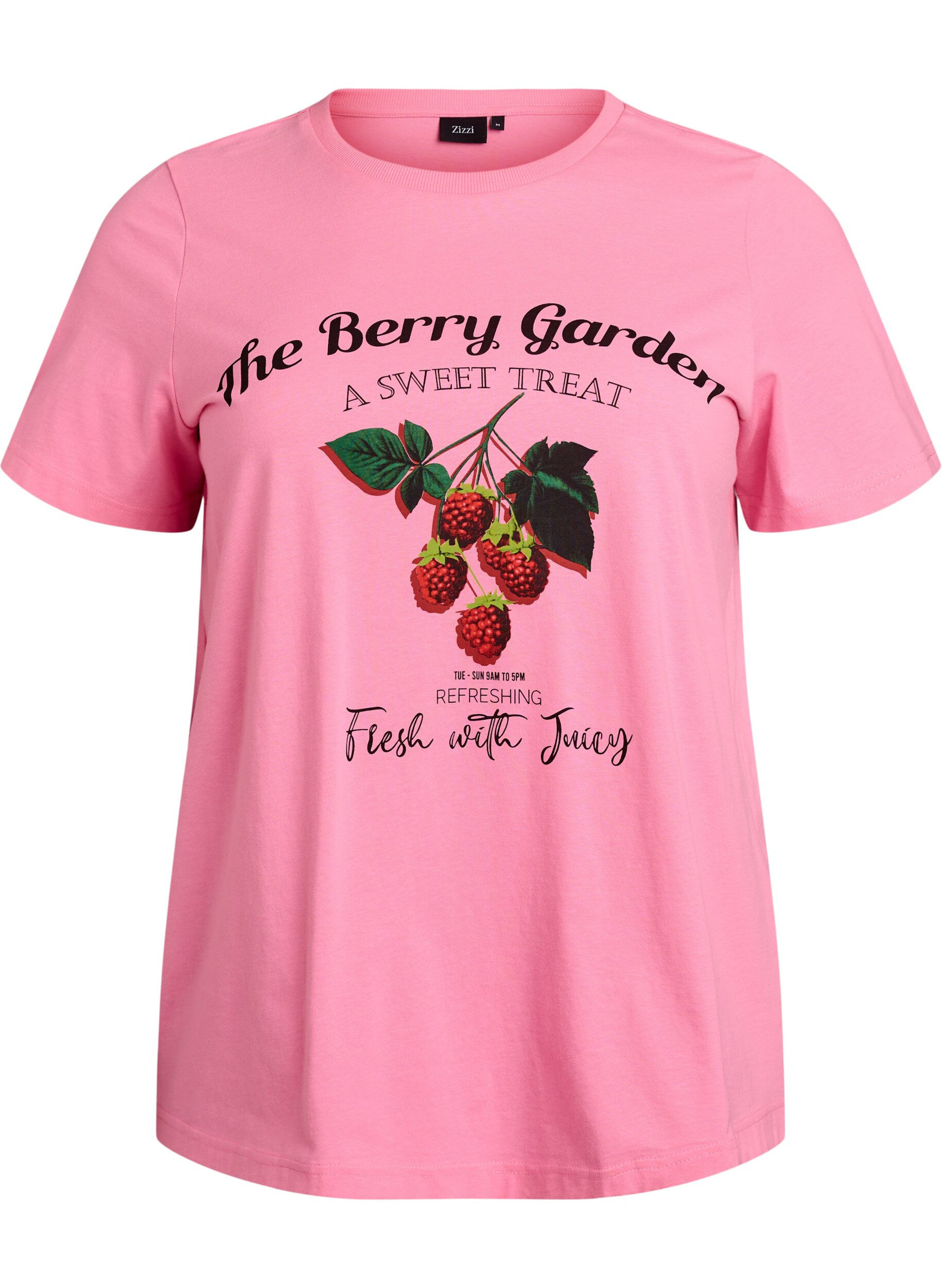 Katoenen T-shirt met fruitprint en tekst