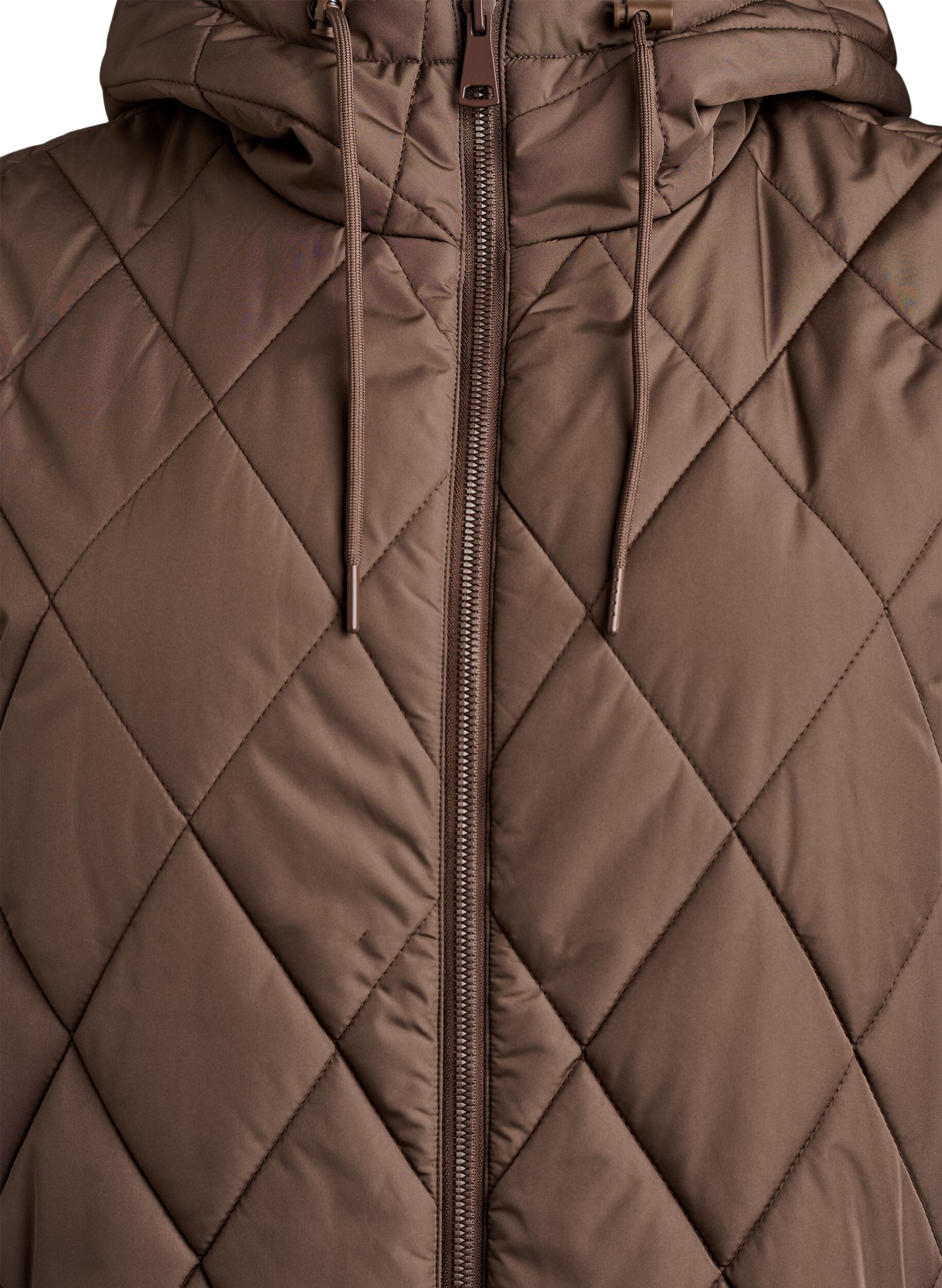 ZizziHalflang gewatteerd gilet met capuchon, Bruin, Packshot image number 2