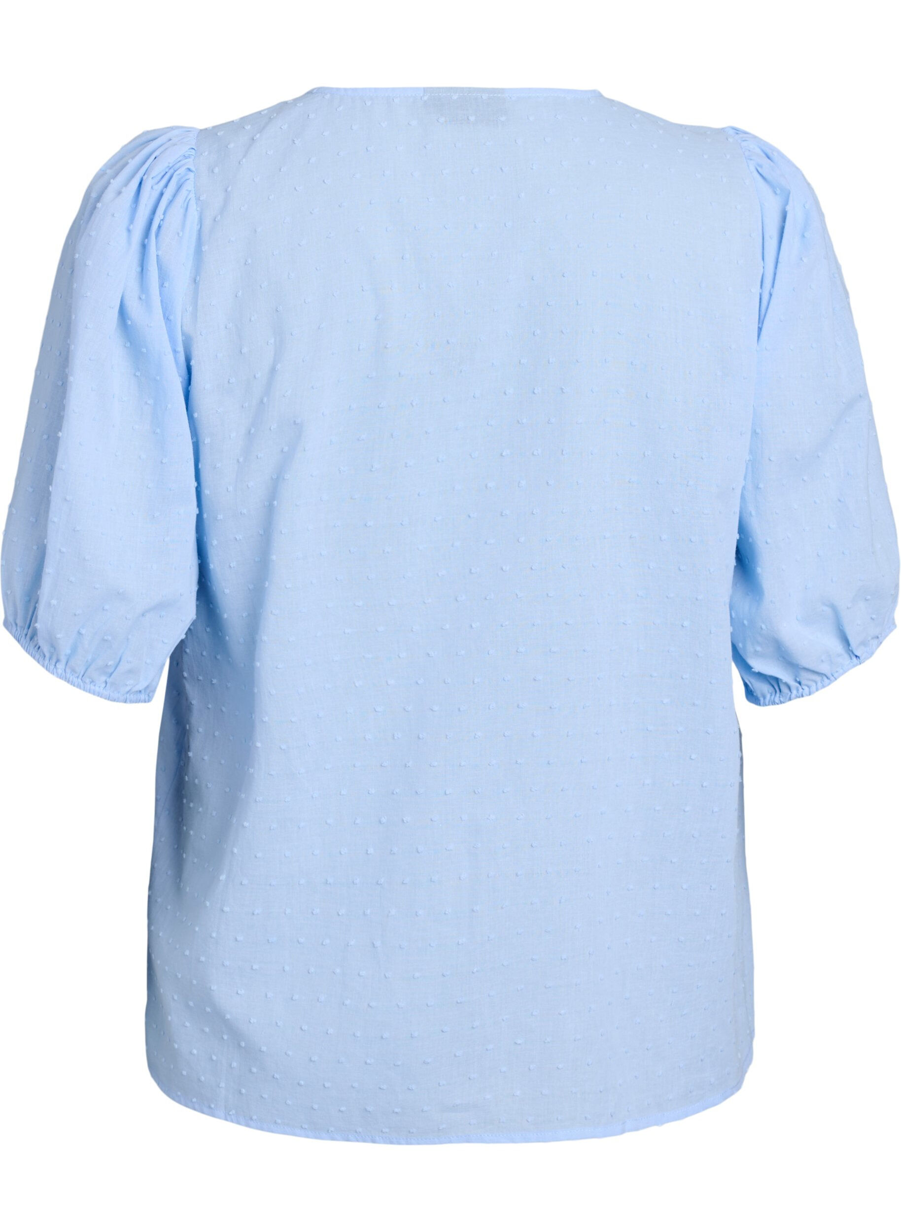 ZizziShirtblouse met strikkoord en gestippelde textuur, Blauw, Packshot image number 1