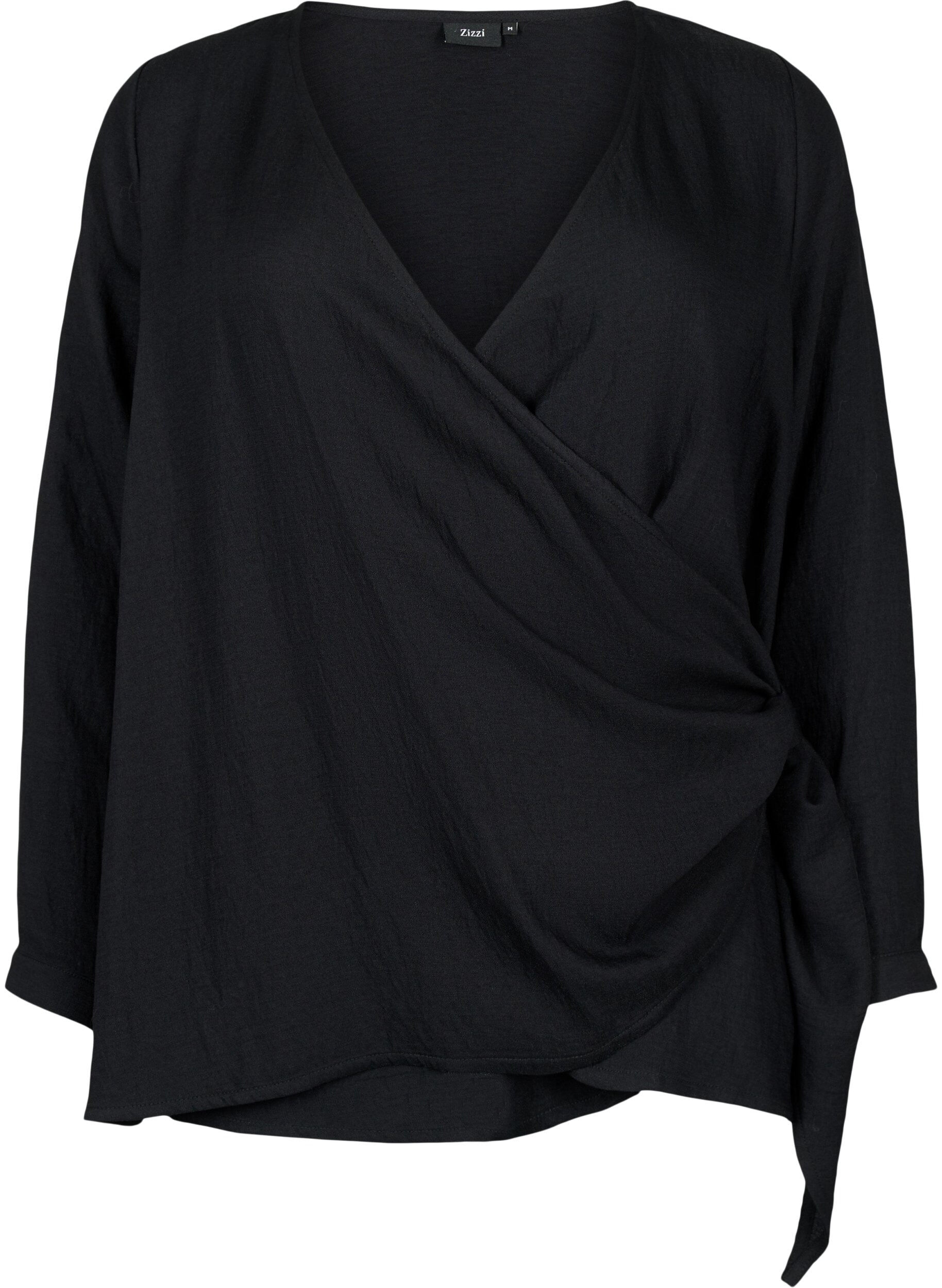 Blouse met lange mouwen in viscose met een wikkel-look