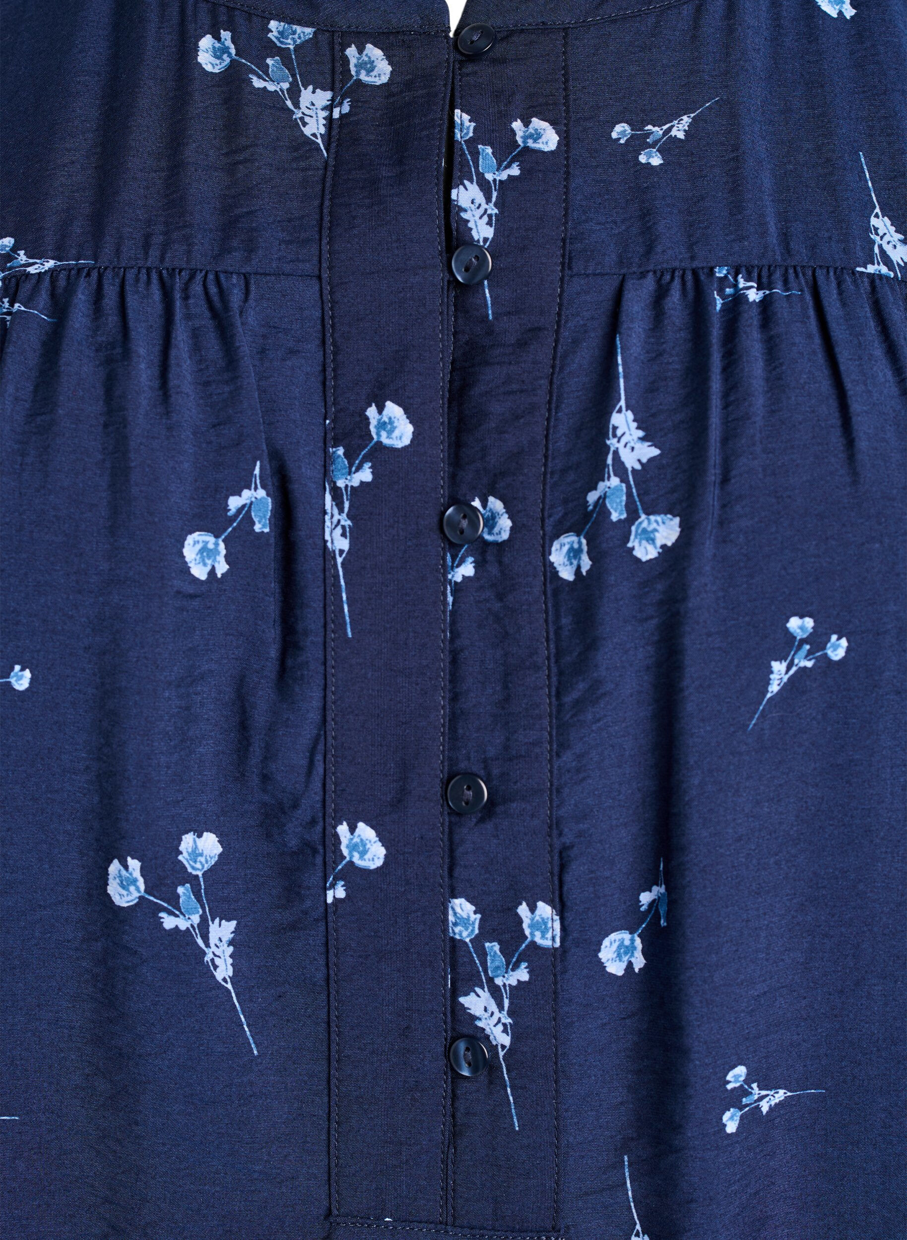ZizziBlouse met knoopsluiting en kleine bloemen, Blauw, Packshot image number 2