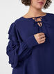 Viscose jurk met ruches en strikbandjes, Blauw, Model image number 3