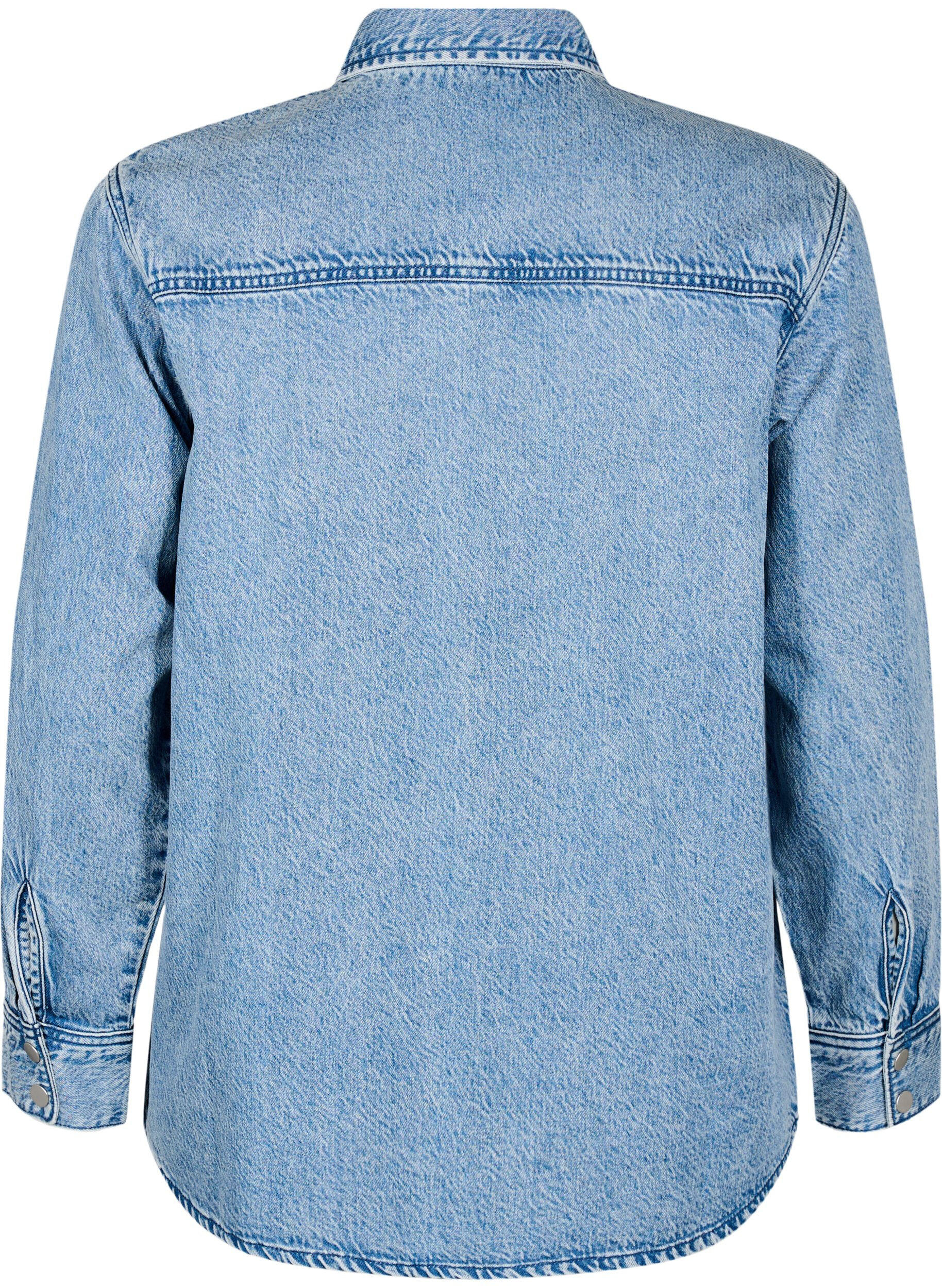 ZizziDenim shirt met borstzakken, Blauw, Packshot image number 1