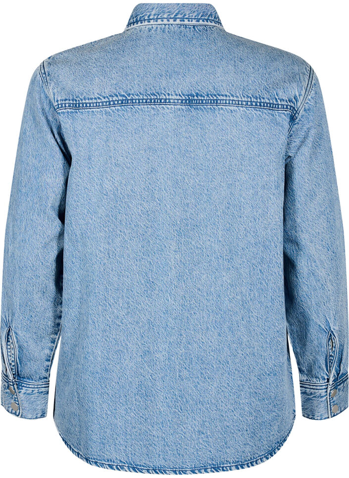 Denim shirt met borstzakken, Blauw, Packshot image number 1