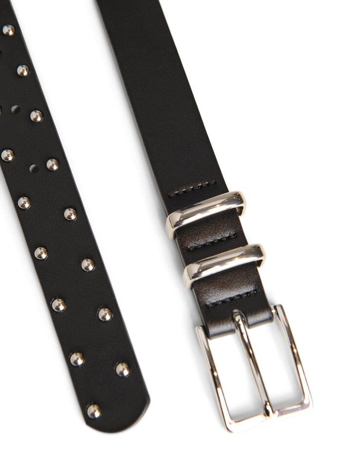 Imitatielederen riem met studs, Zwart, Packshot image number 1