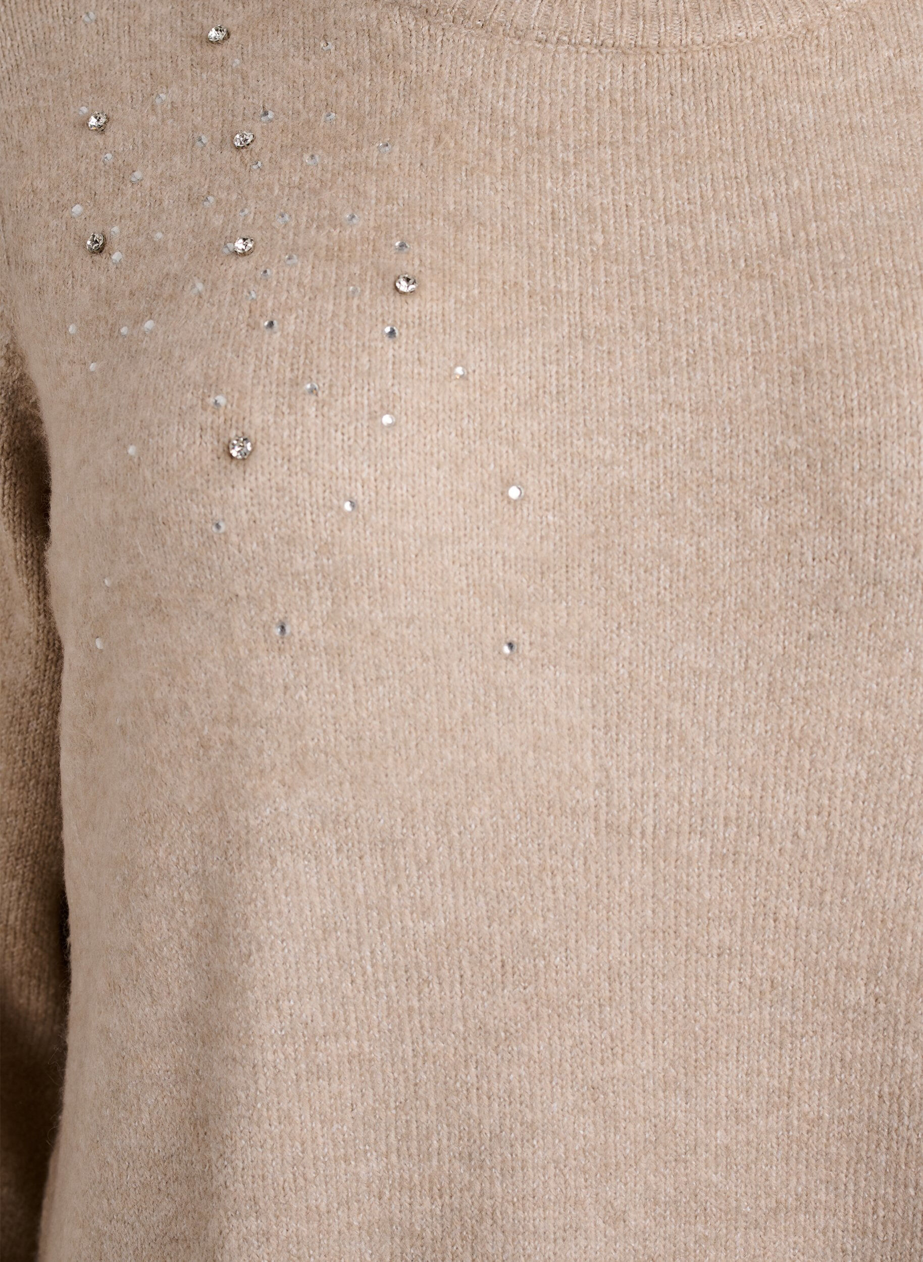 ZizziKorte gebreide jurk met strass-steentjes, Beige, Packshot image number 2