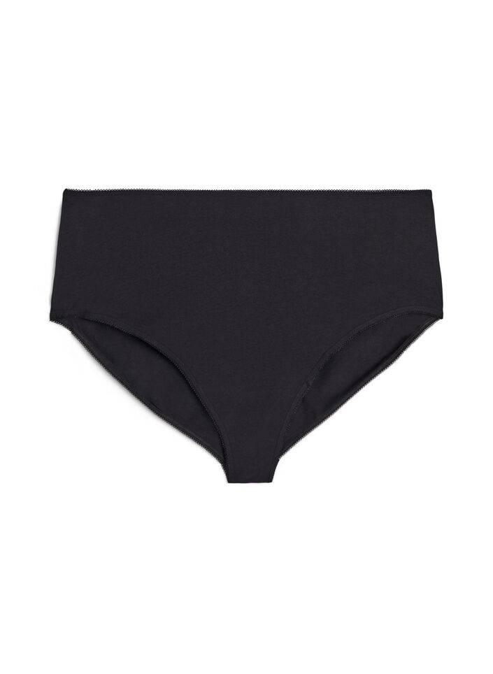 3-pack katoenen slip met normale taille, Zwart, Packshot image number 2